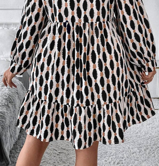 Shewin - Johnny Collar Long Sleeve Dress