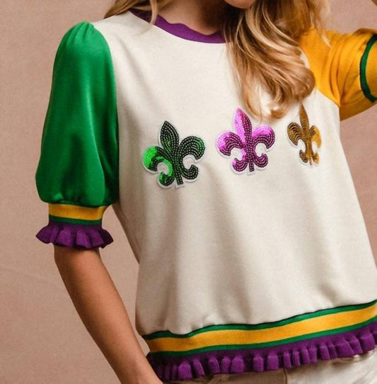 Bibi - MARDI GRAS THEME COLOR BLOCK TOP
