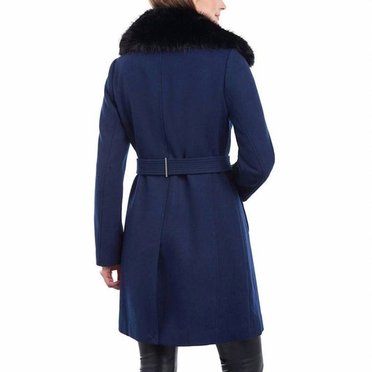 Michael Kors - Wool Blend Belt Faux Fur Coat