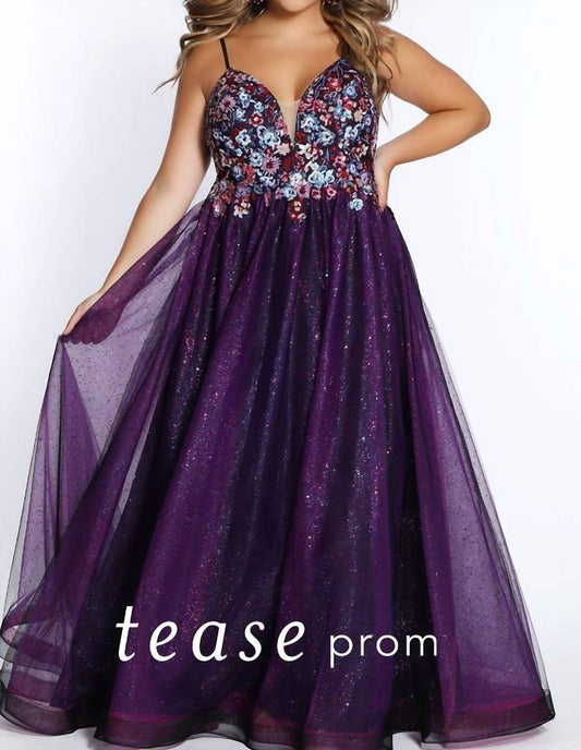 Sydney'S Closet - A-line Glitter Tulle Gown