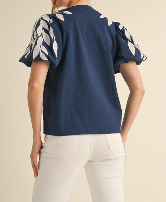 Jodifl - Gwen Embroidered Puff Sleeve Top