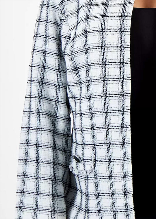 Kasper - Tweed Open-front Collarless Cardigan - Plus