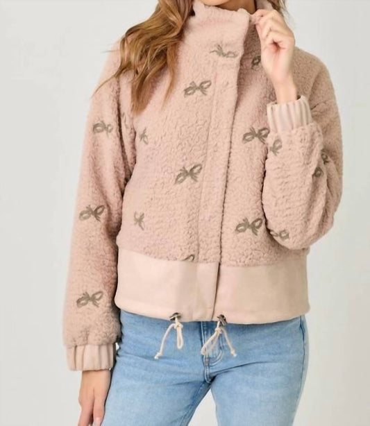 Mystree - Bow Embroidery Mixed Jacket