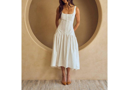 Lalavon - Corset Drop Waist Midi Dress