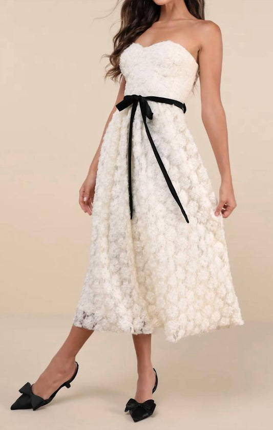 Lulus - Floral Applique Lace Midi Dress