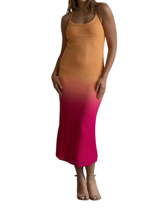 Lulus - Lorient Orange & Pink Knit Maxi Dress