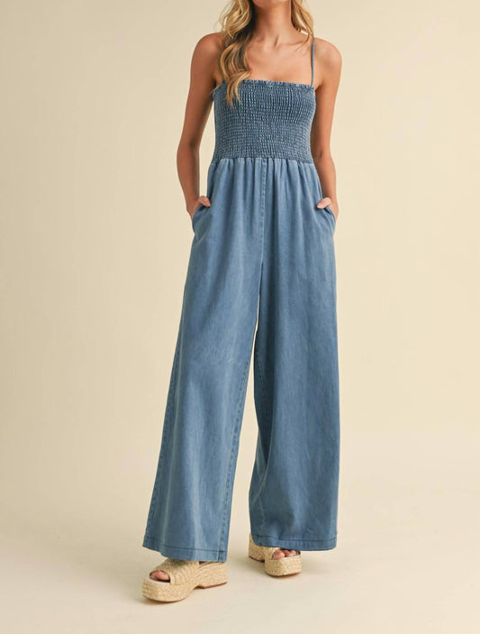 Klesis - Smocked Denim Jumpsuit