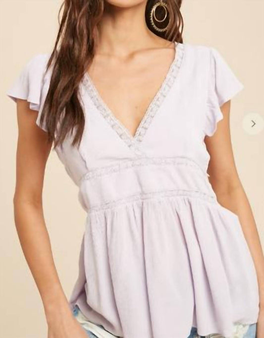 In-Loom - Lace Accent V-Neck Blouse