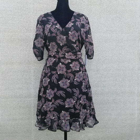 1.State - Floral Mini V-neck Wrap Dress