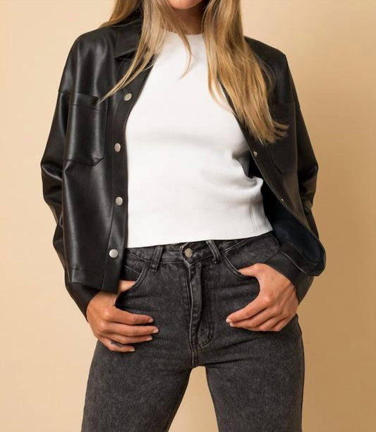 Gilli - Crop Faux Leather Shacket