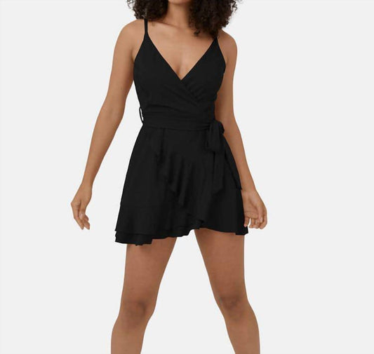 Halara - Backless V Neck Sleeveless Tie Side Ruffle 2-piece Side Pocket Flowy Casual Mini Dress