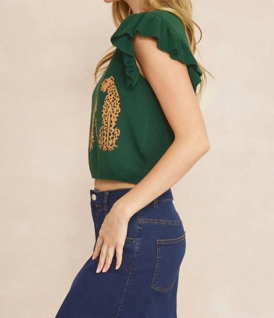 Entro - Cheetah Ruffle Sweater