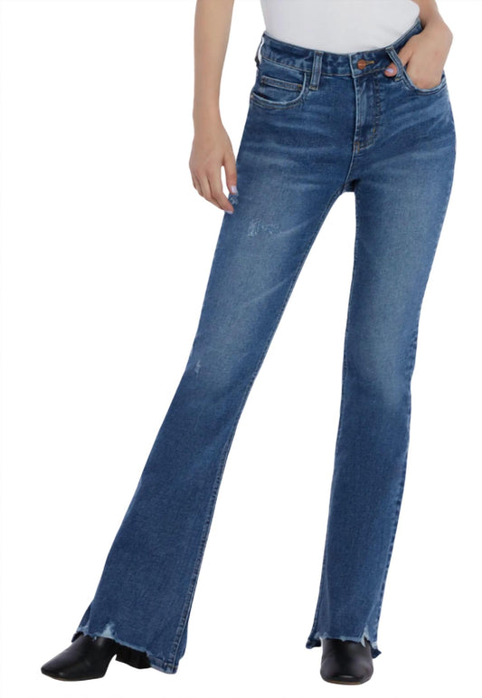 Hint Of Blu - Distressed High Waist Flare Jean
