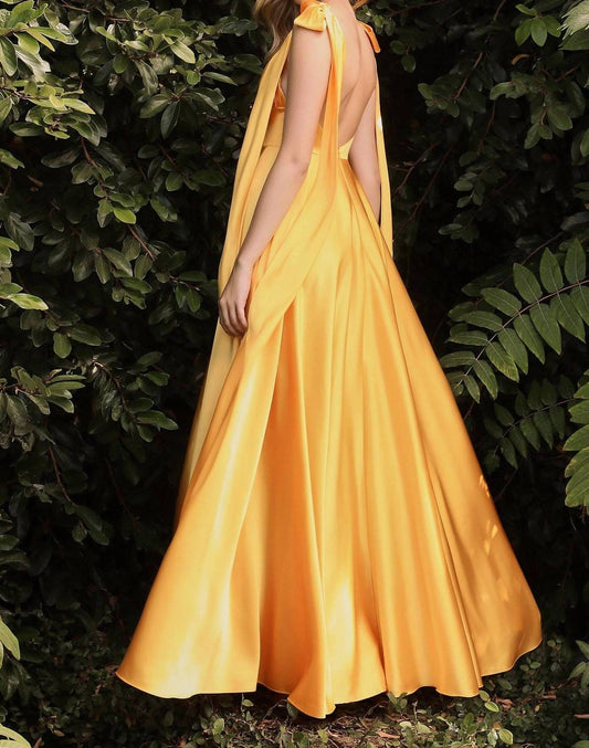 Ladivine - A-line Satin Low Back Prom Dress