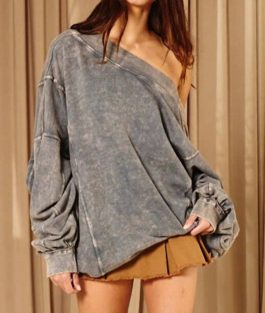 Bucketlist - Reversible Twist-front Washed Terry Sweatshirt