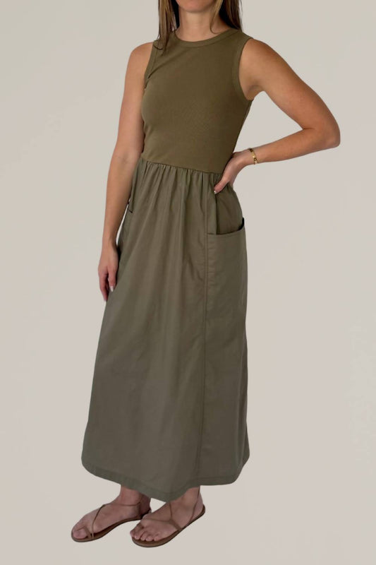 Grade & Gather - Cotton Jersey Mixed Media Maxi Dress