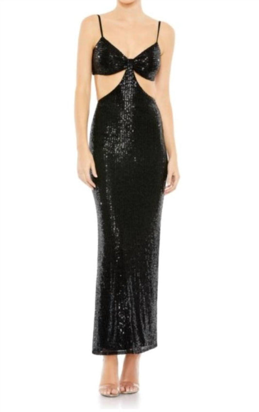 Ieena For Mac Duggal - Cutout Waist Sequin Midi Dress