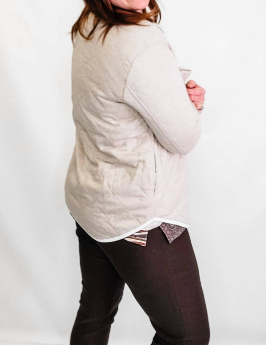 Multiples - Quilted Button Front Jacket