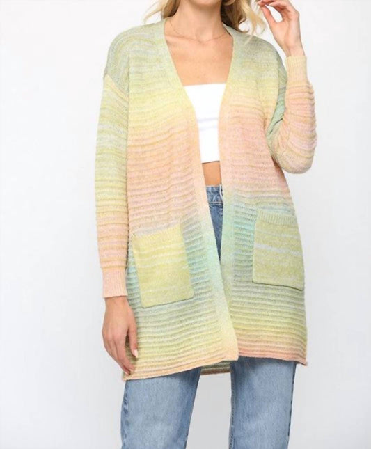OMBRE YARN KNITTED OPEN CARDIGAN
