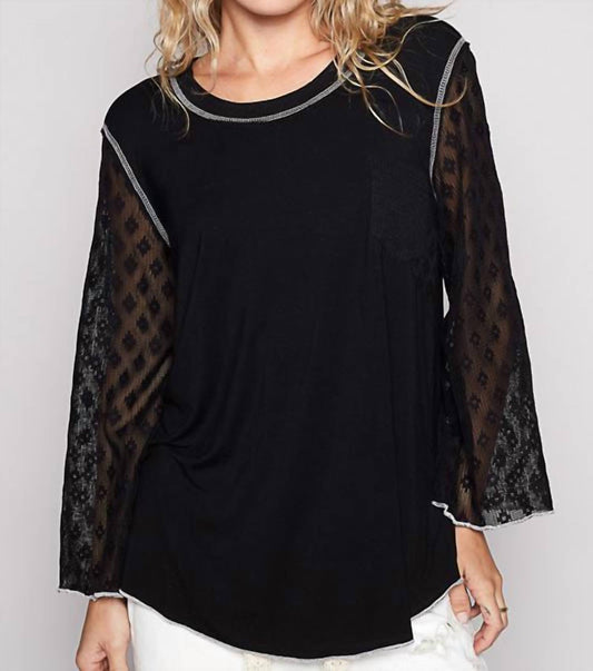 Pol - Lace Arm Long Sleeves Top