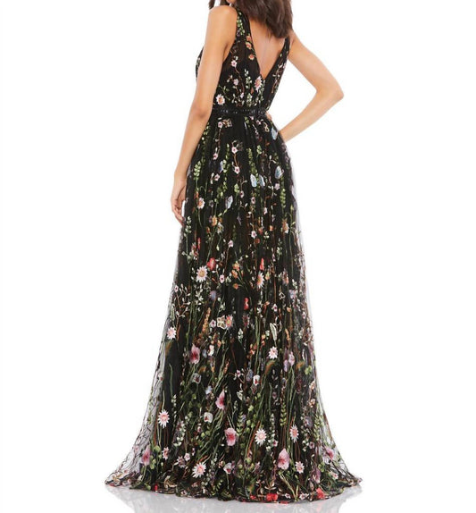 Mac Duggal - Floral Embroidered A-line Gown