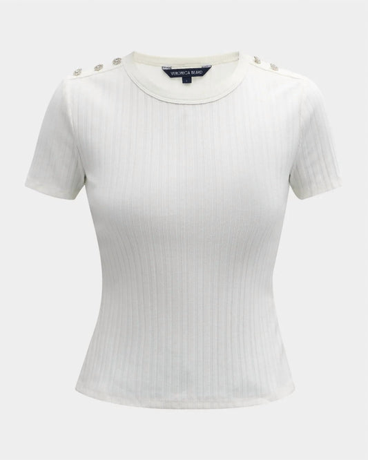 Veronica Beard - WOMEN'S DRAYA TEE WITH RHINESTONE BUTTONS