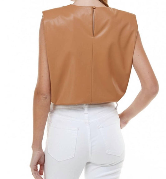 Tcec - Tammy Pleather Sleeveless Power Shoulder Top