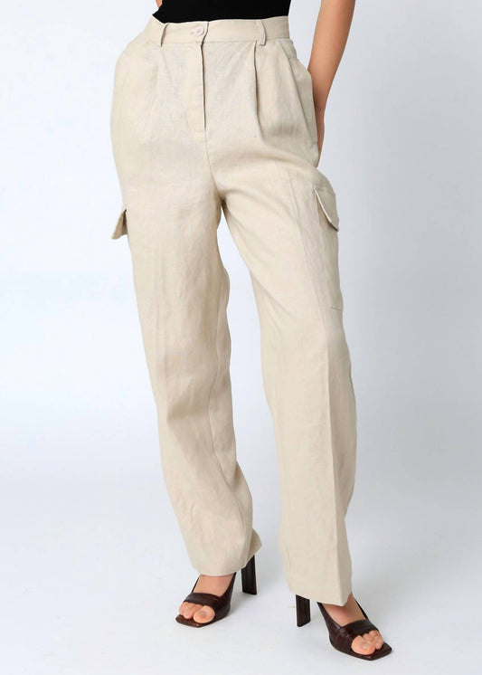 Olivaceous - Arya Linen Cargo Pants
