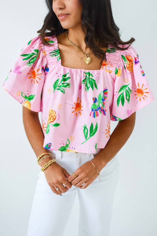 Karlie - Toucan Fruit Square Neck Top
