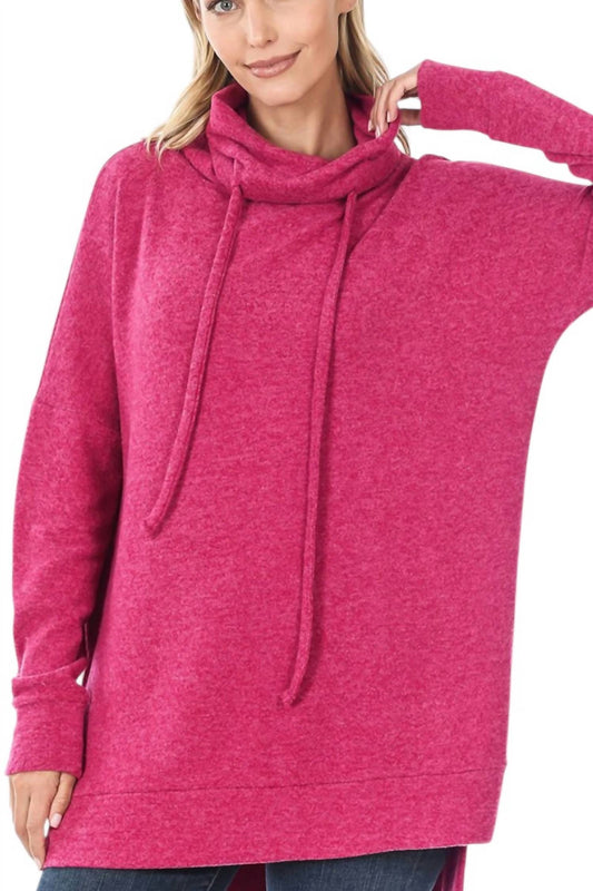 Zenana - Brushed Melange Funnel Neck Sweater