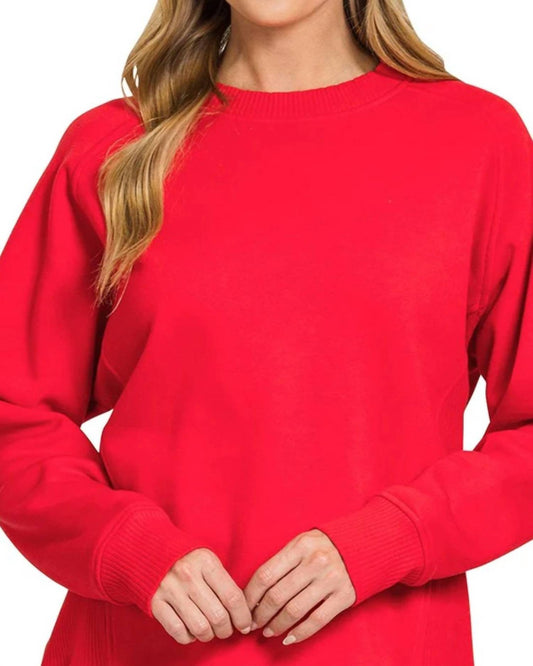 Zenana - Raglan Crewneck Sweatshirt