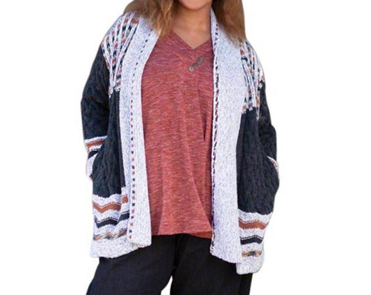 On The Plus Side - Printed Long Sleeve Knitted Sweater - Plus