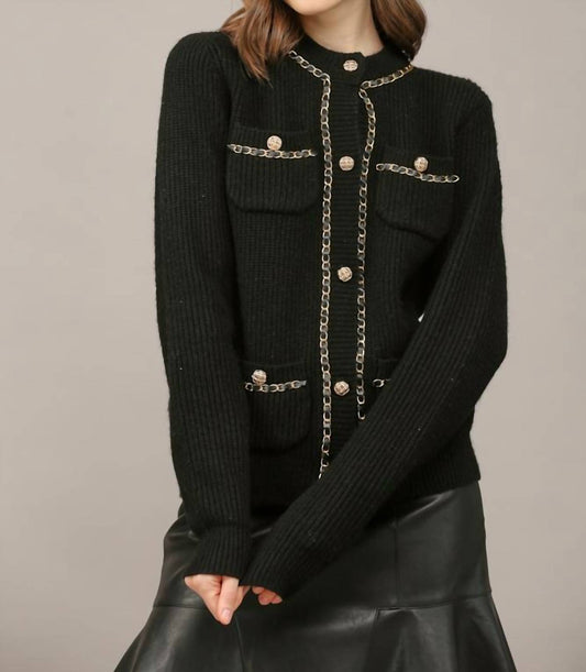 Fate - Chain And Gold Button Cardigan