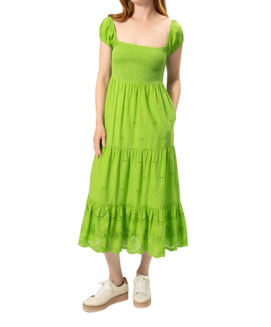 Area Stars - Short Square Neck Embroidered Midi Dress