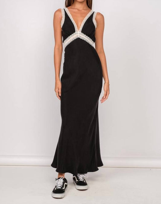 Sky To Moon - Lace On Plunging V-neck Slip Dress