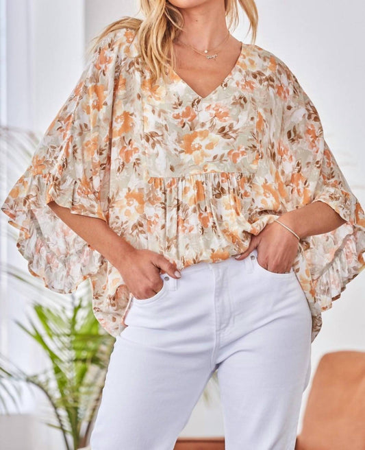 Andree By Unit - Floral Ruffle Sleeve Top