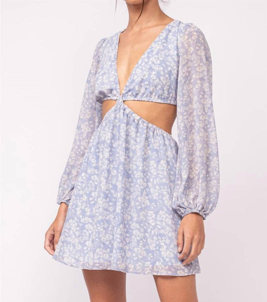 Sky To Moon - Romantic Floral Plunge Cutout Dress