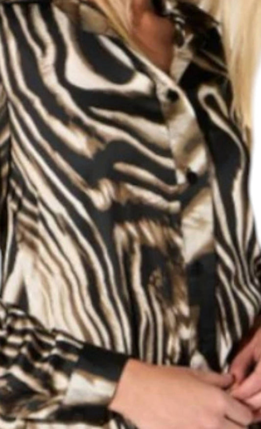 Oolala - Zebra High Low Button Shirt