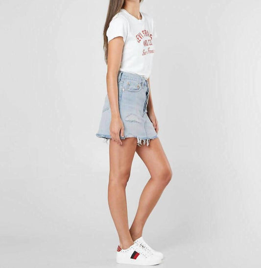 Levi'S - Denim Distressed Raw Hem Cotton Mini Skirt