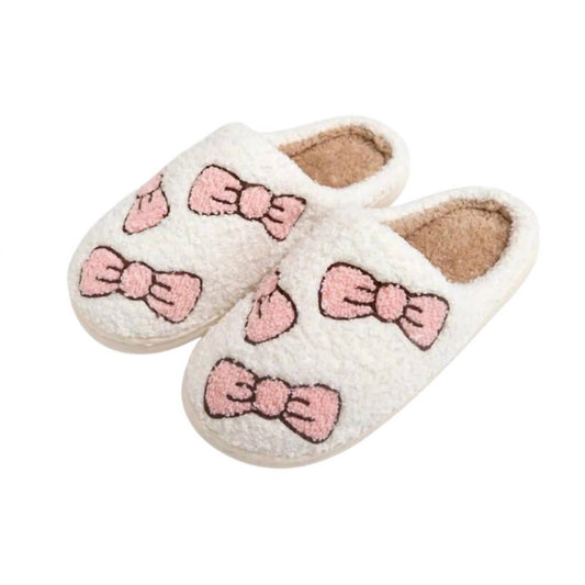 Judson & Co. - Women's Plush Bows Slide On Slippers