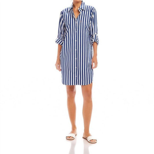 Karen Kane - Roll Tab Stripe Shirtdress