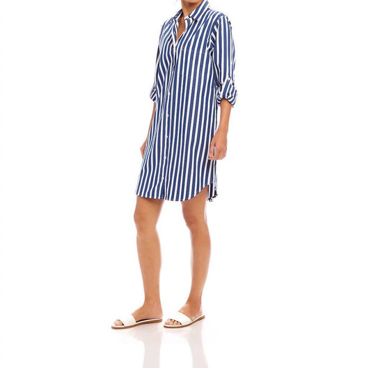 Karen Kane - Roll Tab Stripe Shirtdress