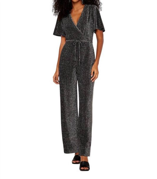 Apricot - Sparkle Angel Sleeve Jumpsuit
