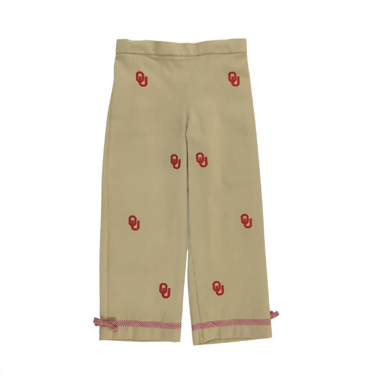 Vive La Fete - Girl's University Of Oklahoma Collegiate Hand Embroidered Pants