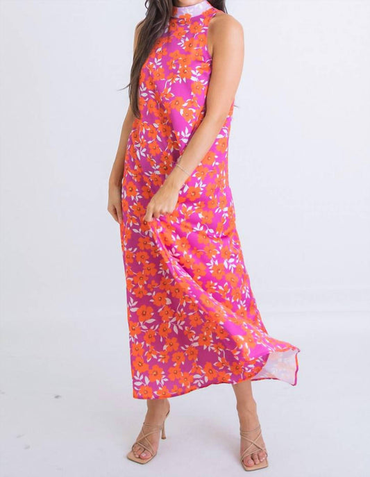 Karlie - FLORAL MOCK HALTER MAXI DRESS