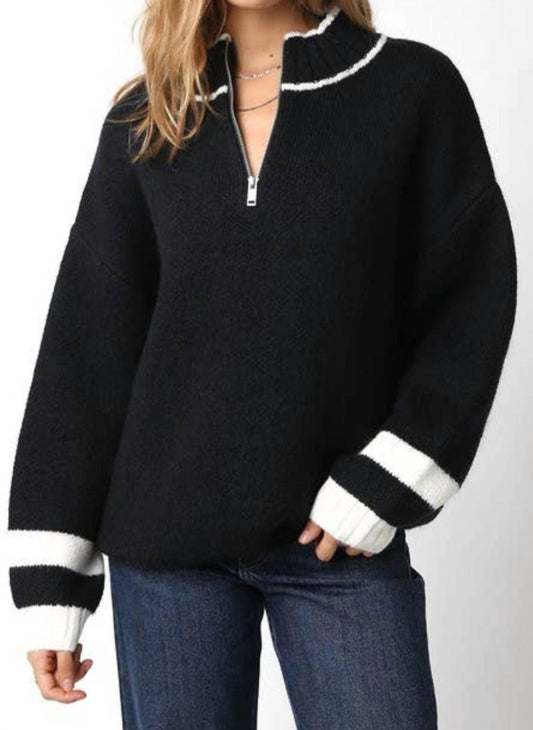 Olivaceous - Quarter Zip Sweater