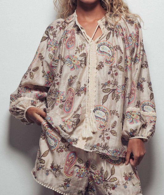 Urban Daizy - Embroidered Boho Paisley Blouse Top