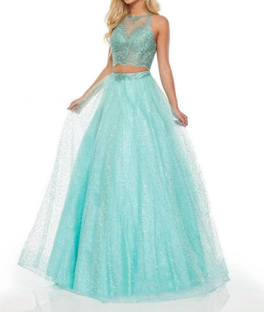 Rachel Allan - Embroidered Two-piece Sequin Tulle Prom Gown