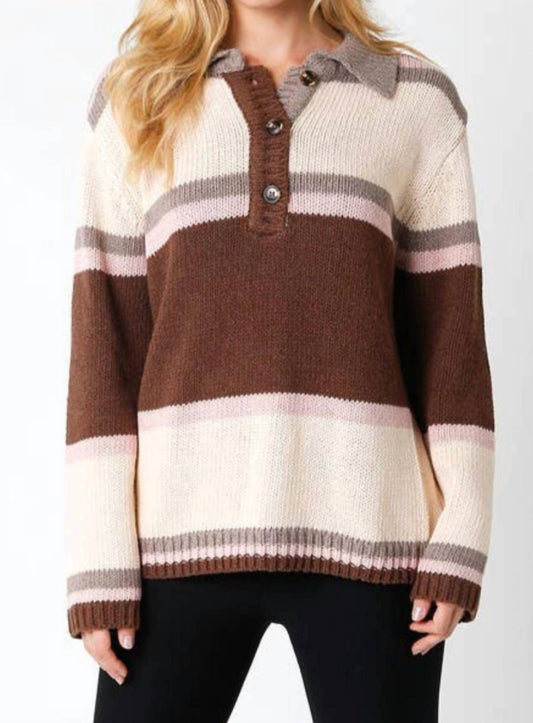 Olivaceous - Oversized Buttoned Sweater