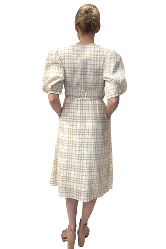 Moodie - Plaid Plunge Midi Dress